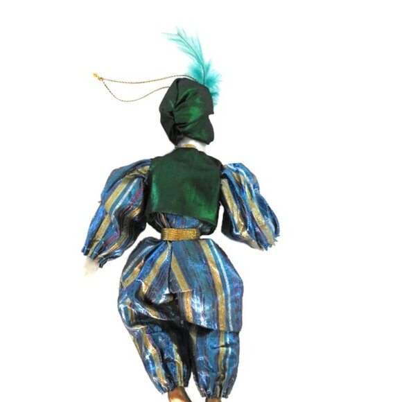 Vintage Porcelain Sultan Padishah Snake Charmer Doll Christmas Ornament Blue - Picture 4 of 4